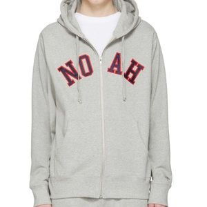 NOAH NYC GREY LOGO ZIP HOODIE